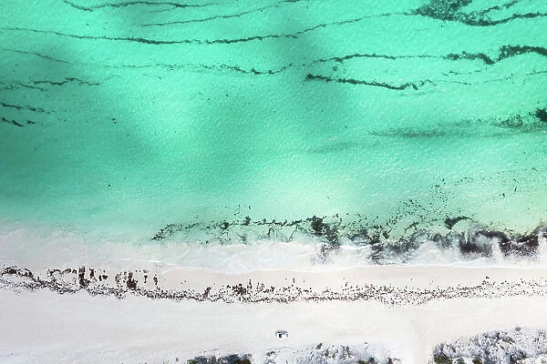 Aerial view of sandy beach with car, Western Australia