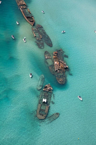 aerial view of shipwrecks