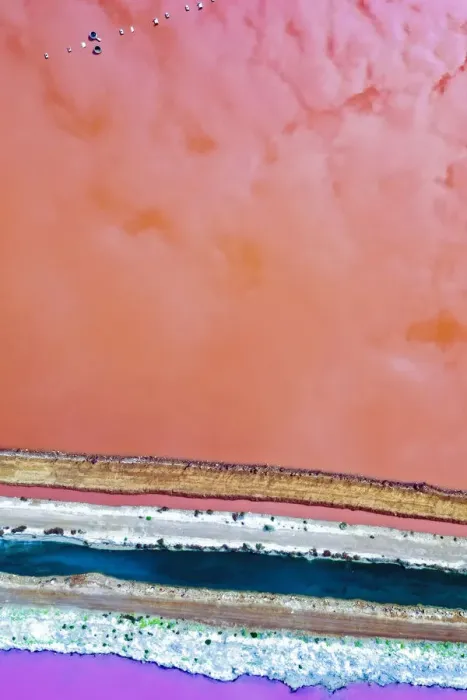 Framed Print : Aerial view over the stunning colourful lake at Hutt lagoon. Port Gregory, Western Australia