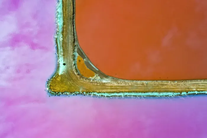 Framed Print : Aerial view over the stunning colourful lake at Hutt lagoon. Port Gregory, Western Australia