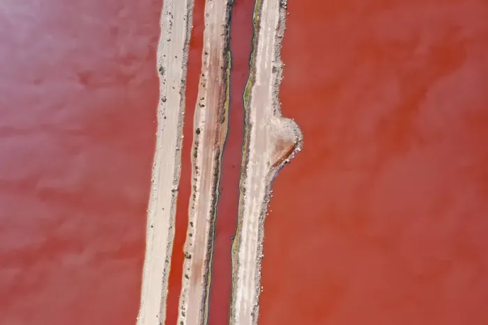 Framed Print : Aerial view over the stunning colourful lake at Hutt lagoon. Port Gregory, Western Australia