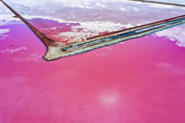 Framed Print : Aerial view over the stunning colourful lake at Hutt lagoon. Port Gregory, Western Australia Framed Print : Aerial view over the stunning colourful lake at Hutt lagoon. Port Gregory, Western Australia