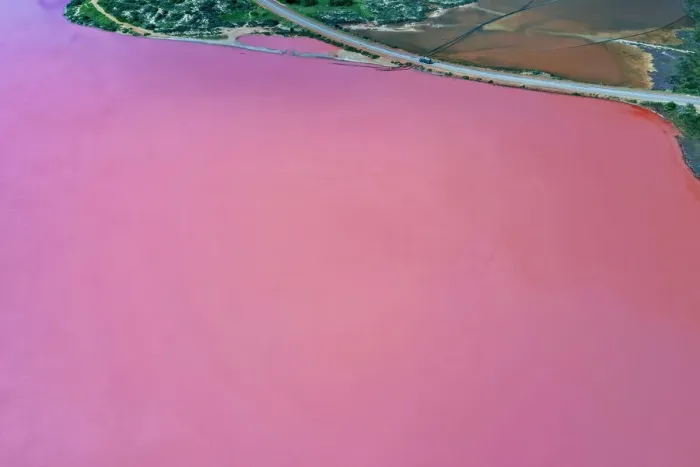 Framed Print : Aerial view over the stunning colourful lake at Hutt lagoon. Port Gregory, Western Australia Framed Print : Aerial view over the stunning colourful lake at Hutt lagoon. Port Gregory, Western Australia