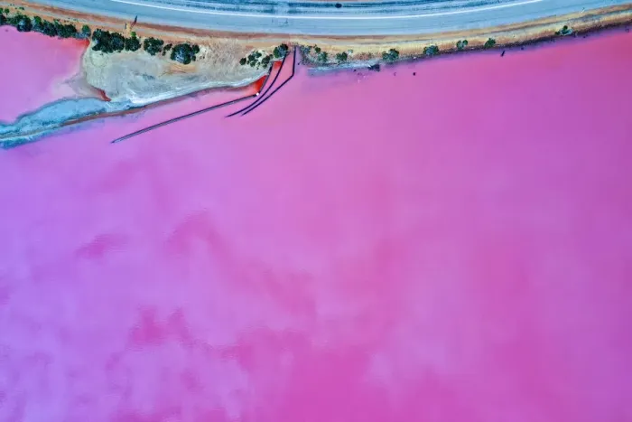 Framed Print : Aerial view over the stunning colourful lake at Hutt lagoon. Port Gregory, Western Australia Framed Print : Aerial view over the stunning colourful lake at Hutt lagoon. Port Gregory, Western Australia