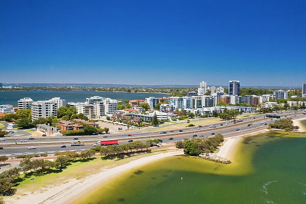 Aerial view over the Swan River - South Perth, Western Australia