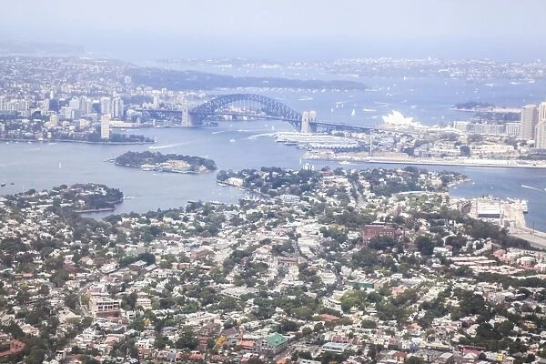 Aerial view of Sydney harbor from west