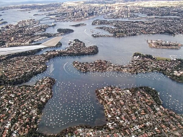 Aerial view over Sydney Harbour