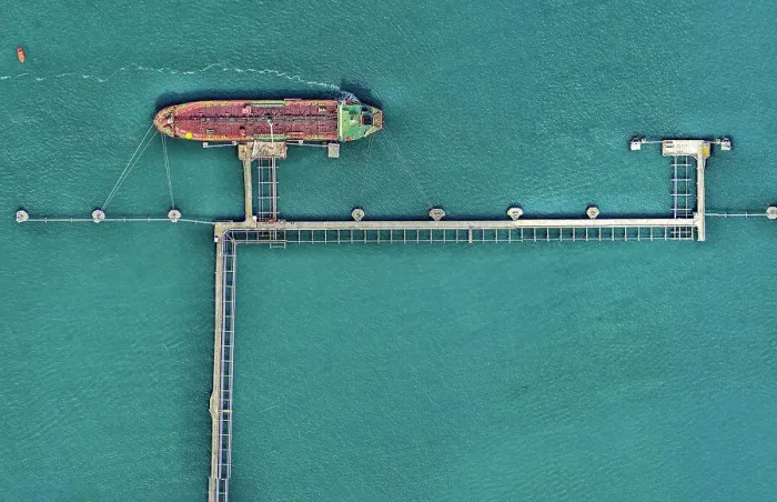 Framed Print : Aerial view of transportation ship. Victoria, Australia
