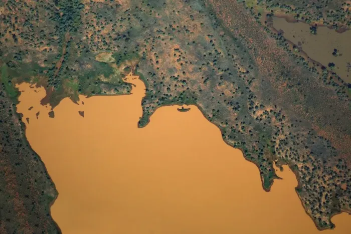 Framed Print : Aerial view of uncultivated landscape