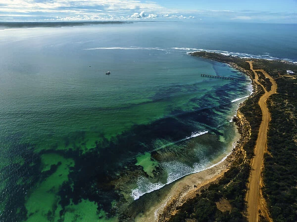 Aerial view of Vivonne Bay, Kangaroo Island, South Australia