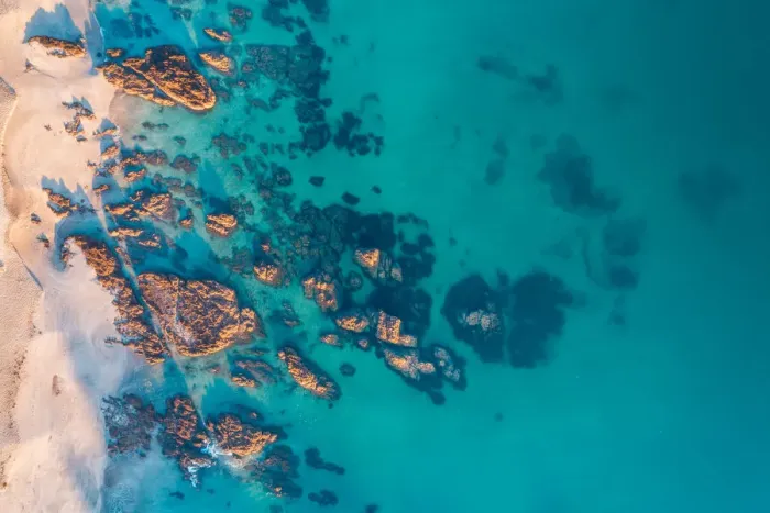 Framed Print : Aerial view of water on beach