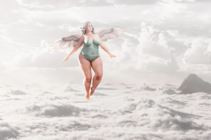 Framed Print : afterlife, angel, ar, augmented reality, barefoot, cloud, color image, computer graphic