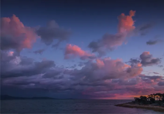 Framed Print : Afternoon light and approaching dusk at Trousers point, Flinders Island, Bass Strait, Tasmania, Australia