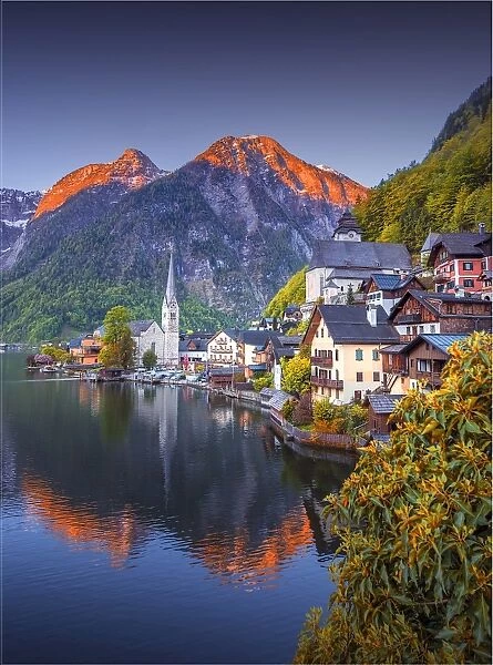 The Alpine village of Hallstatt in the central mountain region of Austria
