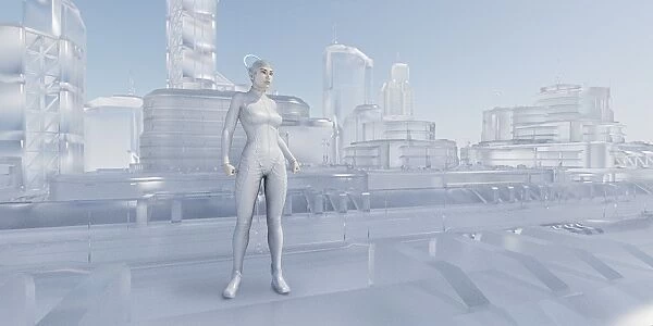 android, architecture, city, cityscape, color image, concept, copy space, cyborg