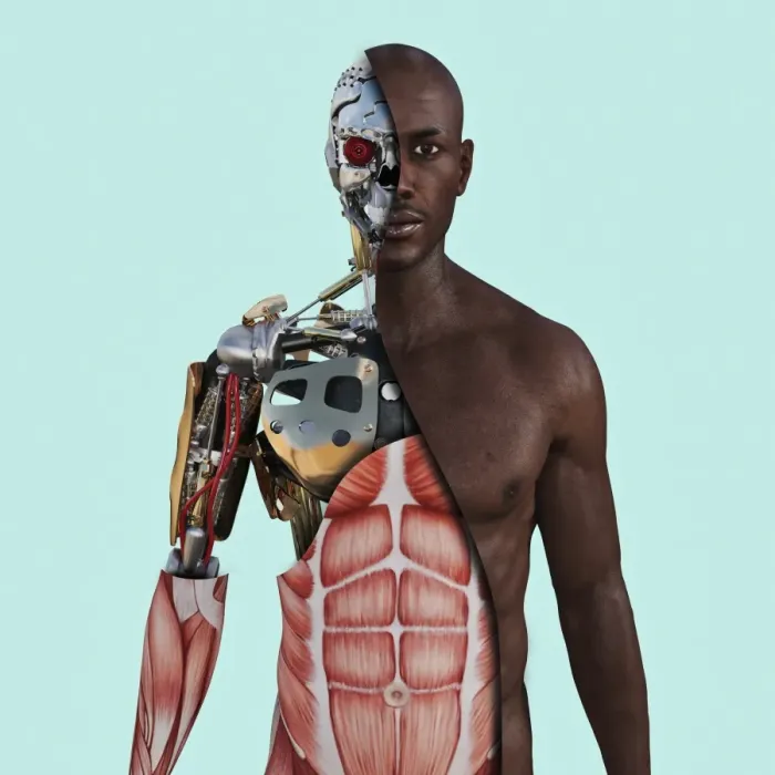 Framed Print : android, bald, body, close up, color image, computer, concept, confident, copy space Framed Print : android, bald, body, close up, color image, computer, concept, confident, copy space