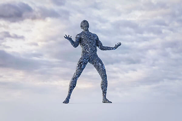 anguish, arms outstretched, carbon, carbon-based life form, cloud, color image, concept