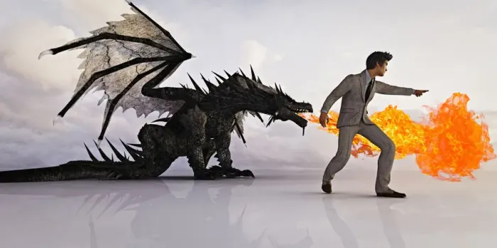 Framed Print : animals, attacking, black hair, boss, breathing, business, businessman, color image