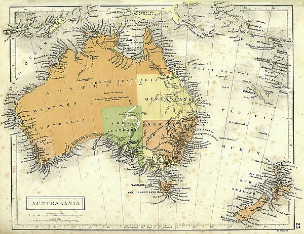 Antique map of Australia and New Zealand