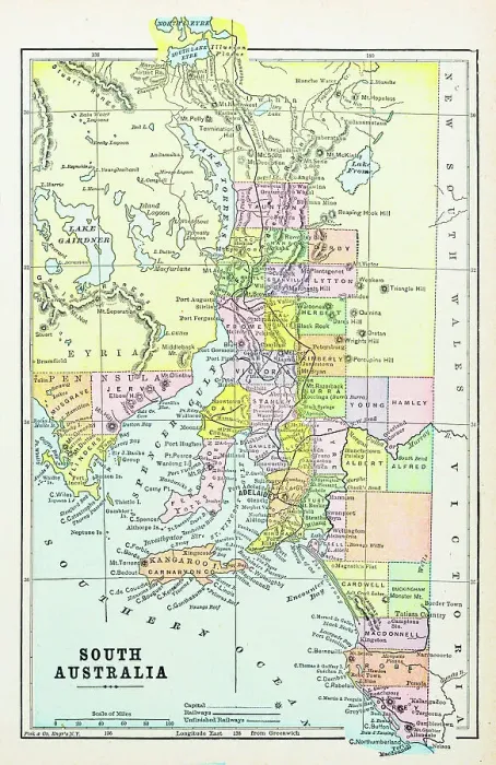 Framed Print : Antique map of South Australia (1899) Framed Print : Antique map of South Australia (1899)