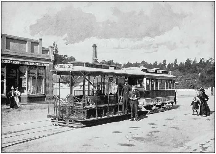 Framed Print : Antique photograph of the British Empire: Cable tramcar in Melbourne Framed Print : Antique photograph of the British Empire: Cable tramcar in Melbourne