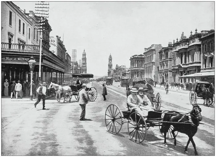 Framed Print : Antique photograph of the British Empire: King William Street, Adelaide