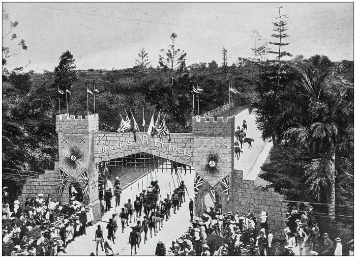 Framed Print : Antique photograph of the British Empire: Reception of the governor of Queensland at Brisbane