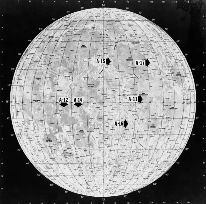 Framed Print : Apollo Landing Site Chart