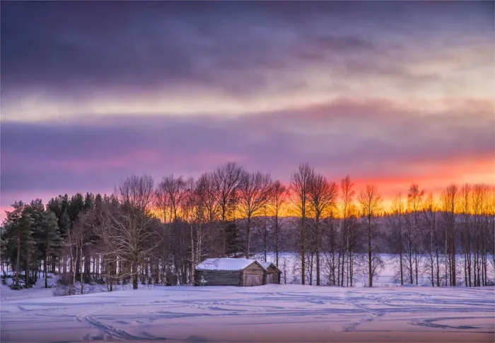 Framed Print : Approaching Dusk in winter at Lassbyn, Lapland, Sweden