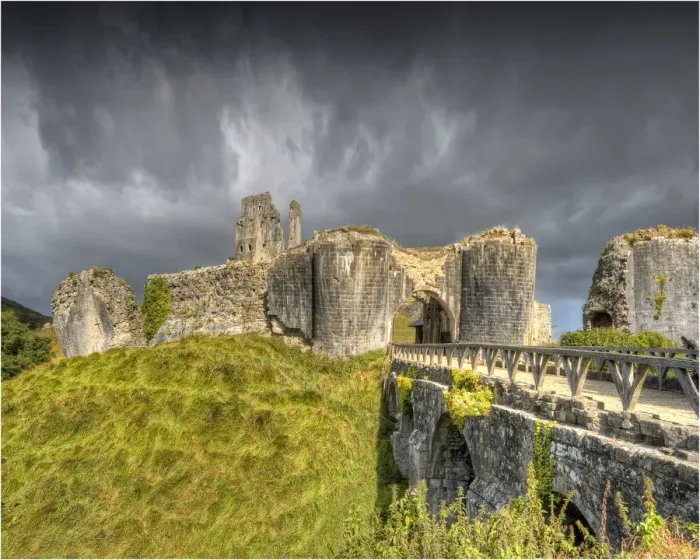 Framed Print : Approaching storm at Corfe Castle, Dorset England Framed Print : Approaching storm at Corfe Castle, Dorset England