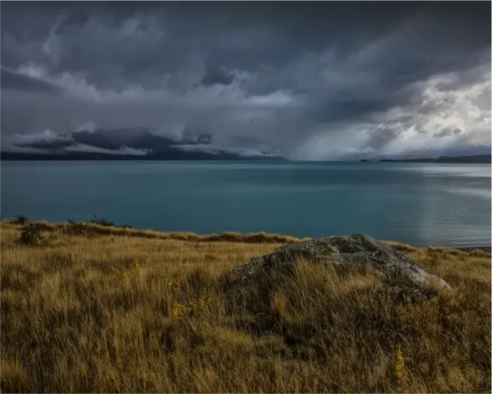 Framed Print : Approaching storm at Lake Putaki Framed Print : Approaching storm at Lake Putaki