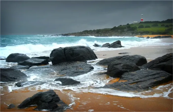 Framed Print : Approaching storm at Pilot head, north coastline of Tasmania, Australia