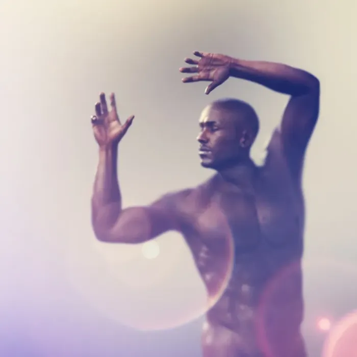 Framed Print : ar, arms raised, augmented reality, bald, bare chest, blurred, color image, concept Framed Print : ar, arms raised, augmented reality, bald, bare chest, blurred, color image, concept