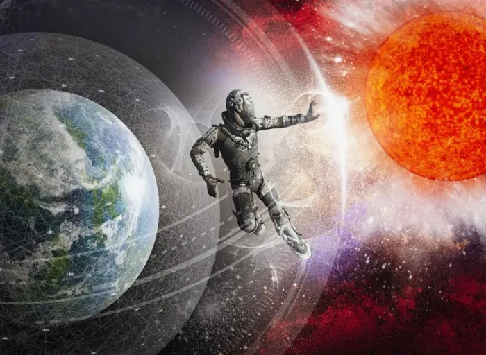 Framed Print : ar, astronaut, augmented reality, climate change, color image, concept, cyberspace