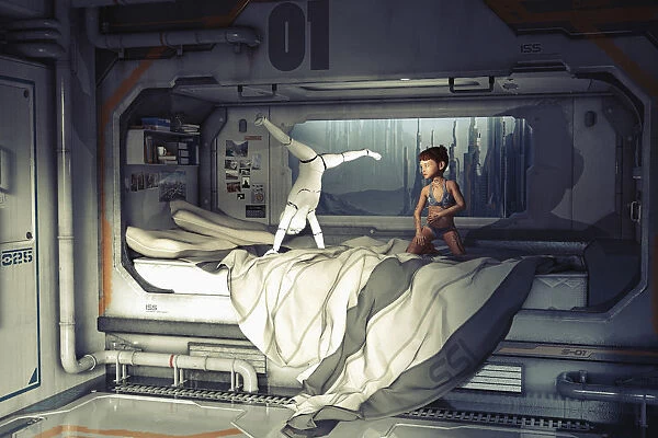 ar, augmented human, augmented reality, bed, bedroom, bonding, childhood, city, color image