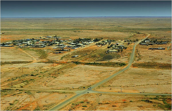 Areial view of the small settlement of Maree, outback South Australia