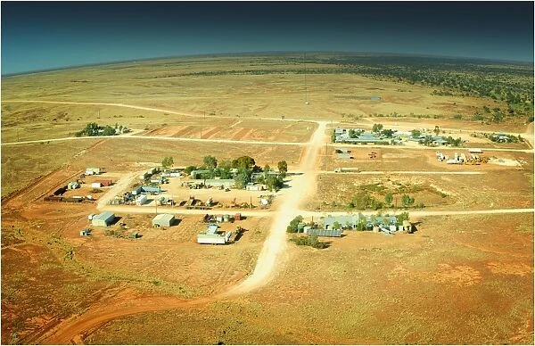 Areial view of the tiny settlement of Innamincka, outback South Australia