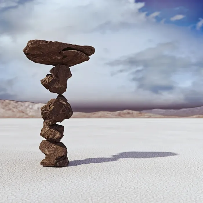 Framed Print : arid climate, balance, balancing, cairn, calm, cloud, color image, copy space, cracked