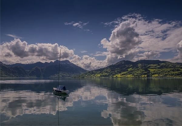 Attersee, and mountain views in the springtime, Austria