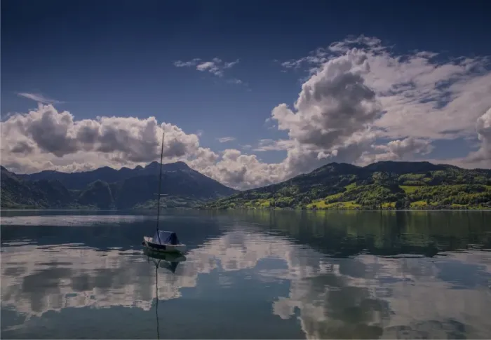 Framed Print : Attersee, and mountain views in the springtime, Austria