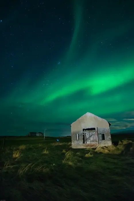 Framed Print : Aurora and abandoned house