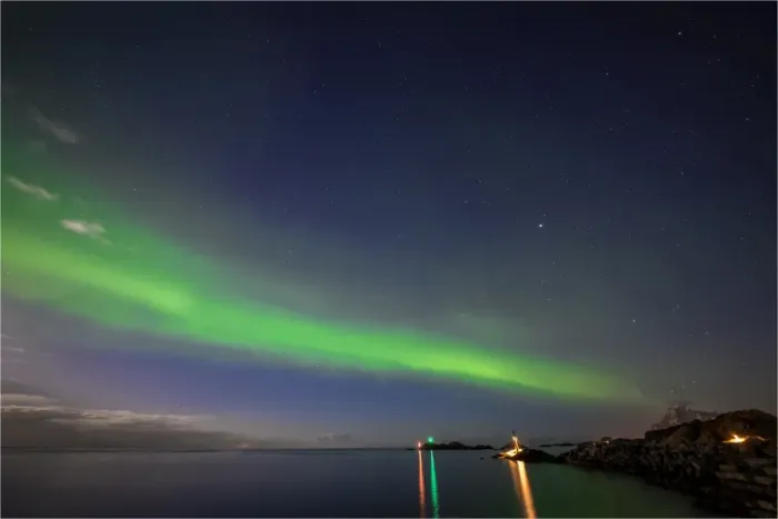 Framed Print : Aurora Borealis or Northern Lights in the Lofoten Peninsular, Arctic circle, Norway