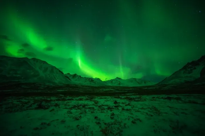 Framed Print : Aurora Over mountain