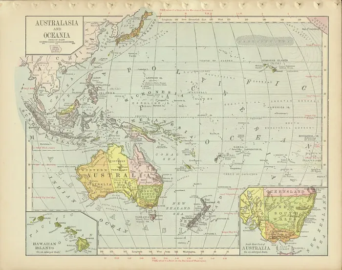 Framed Print : Australia Antique Victorian Engraved Colored Map, 1899 Framed Print : Australia Antique Victorian Engraved Colored Map, 1899