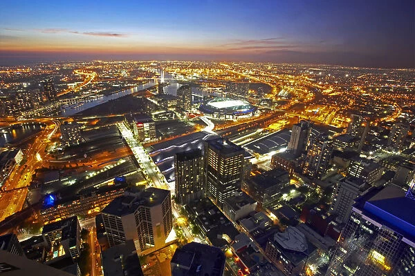 Australia, Melbourne, cityscape, view form Rialto Tower, sunset