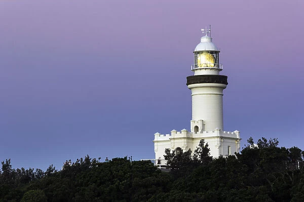 Australia, New South Wales, Cape Byron, Lighthouse against evening sky