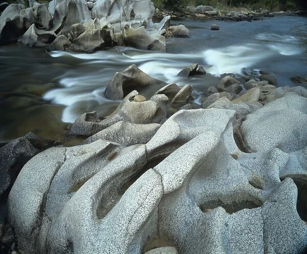 Australia, New South Wales, eroded granite rock in Snowy River
