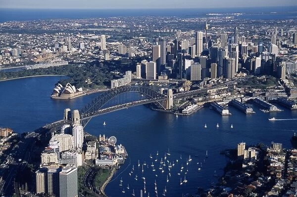 Australia, New South Wales, Sydney, Harbour Bridge, aerial view