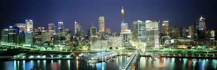 Framed Print : Australia, Sydney, Darling Harbour and city skyline at night Framed Print : Australia, Sydney, Darling Harbour and city skyline at night