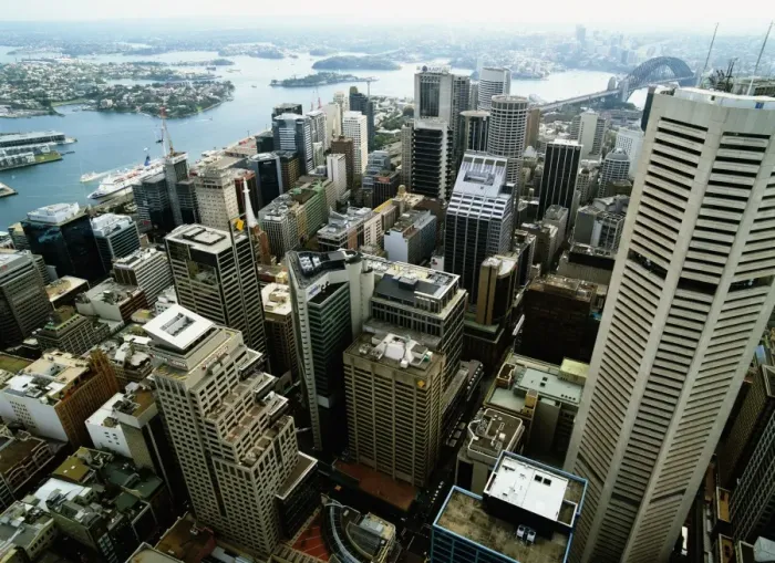 Framed Print : Australia, Sydney, downtown buildings, aerial view Framed Print : Australia, Sydney, downtown buildings, aerial view